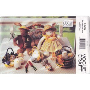 UNCUT Vintage Craft Sewing PATTERN Vogue 9208, Easter Bunnies with Baskets 1995